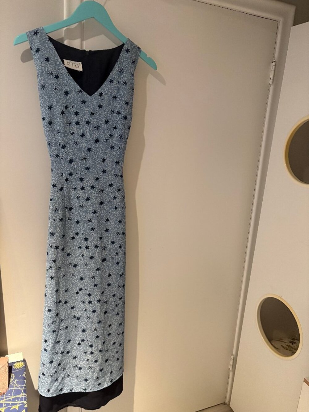 Vintage Blue Floral Maxi Dress